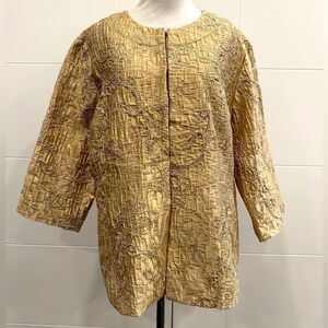 NWT Chico's Elegant gold Embroidered Jacket XL